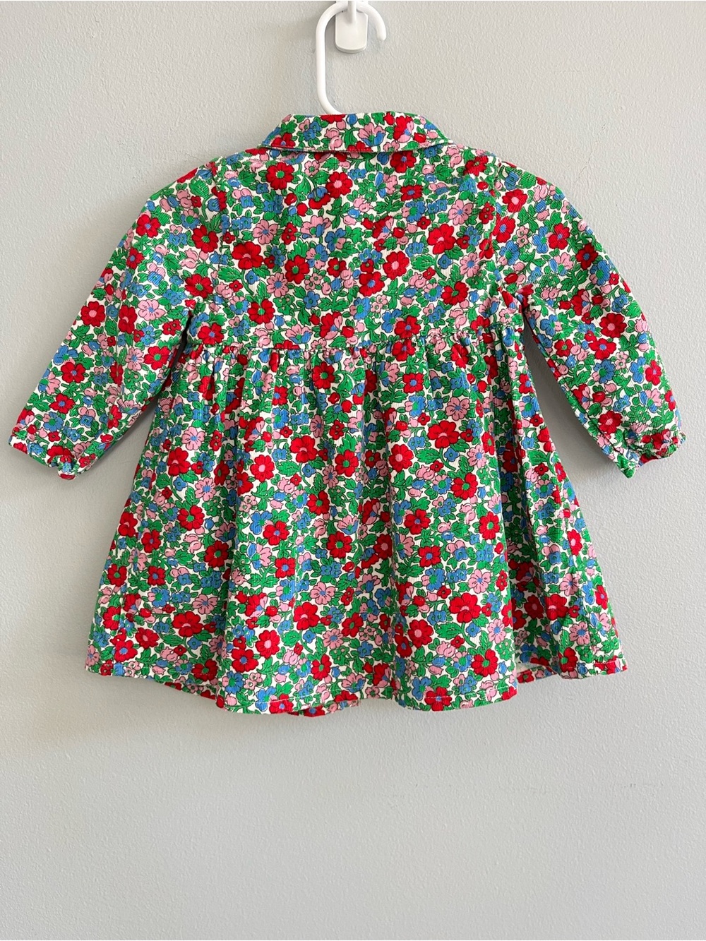 Baby Boden Long Sleeved Cord Shirt Dress Size 6-9 Mo. Bird Applique Floral - Picture 5 of 6